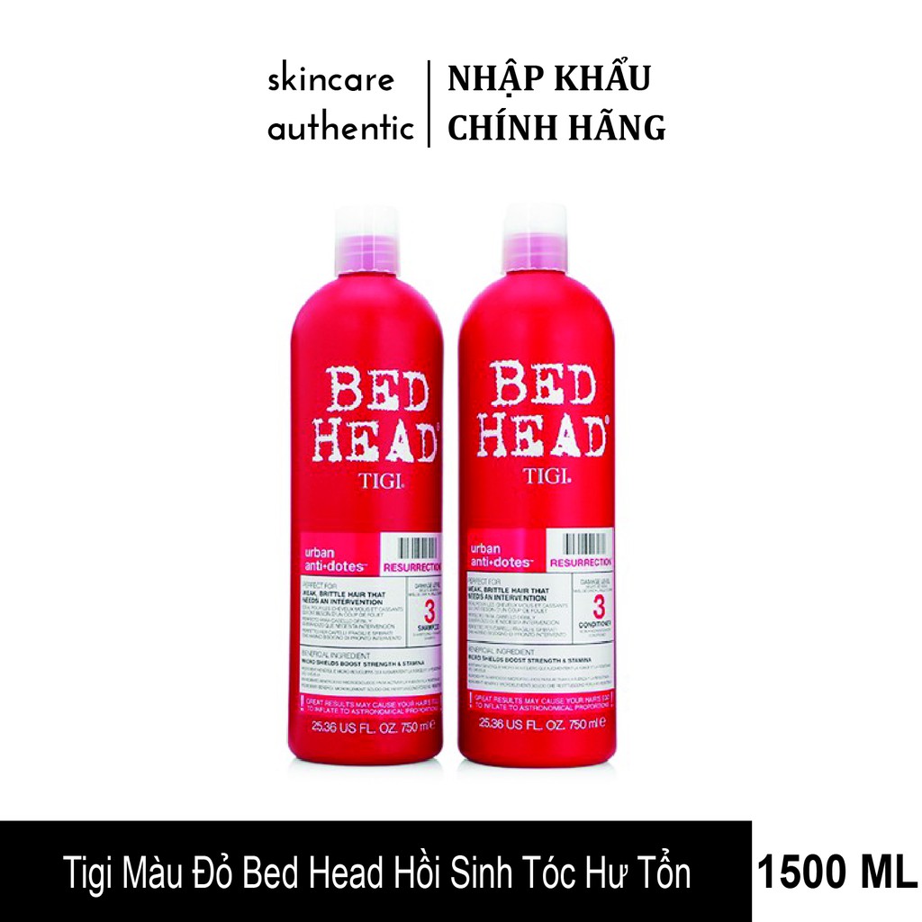 [CHÍNH HÃNG 100%] Dầu Gội Dầu Xả Tigi Màu Đỏ Bed Head 1500ml