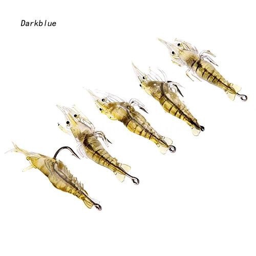 Set 5 Mồi Câu Cá Giả Hình Tôm Mềm Mại Trọng Lượng Nhẹ