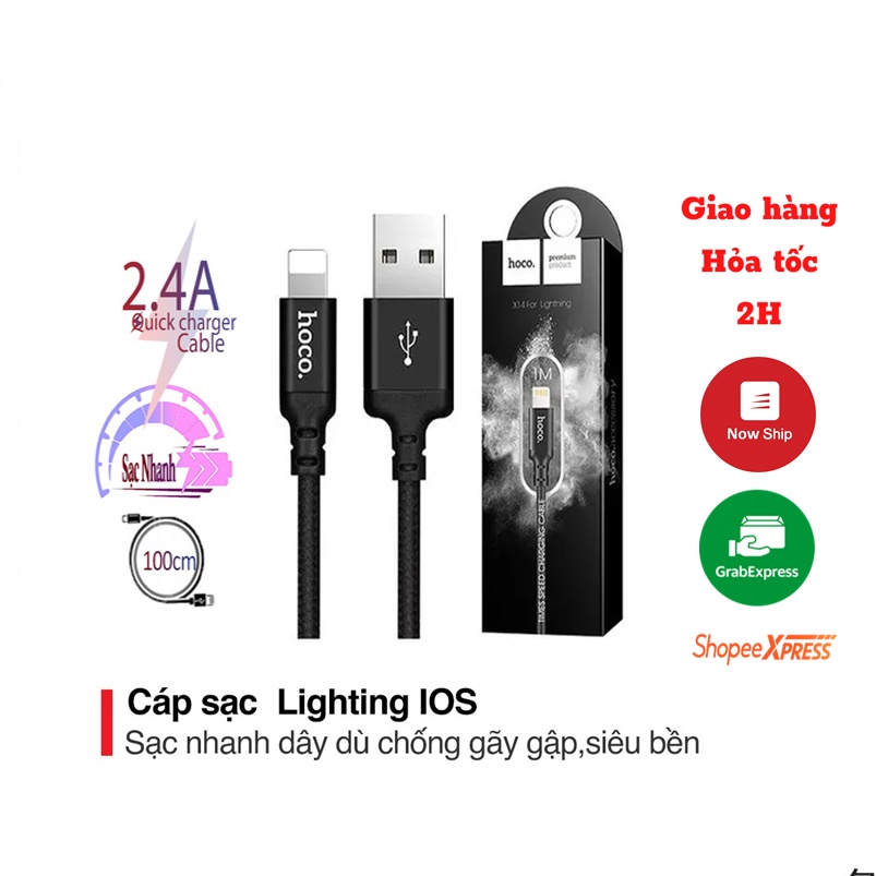Cáp Sạc Hoco X14 - Dài 1M 2M Chính Hãng Dây Dù Chống Đứt - Dây Sạc Nhanh 5V-2.4A