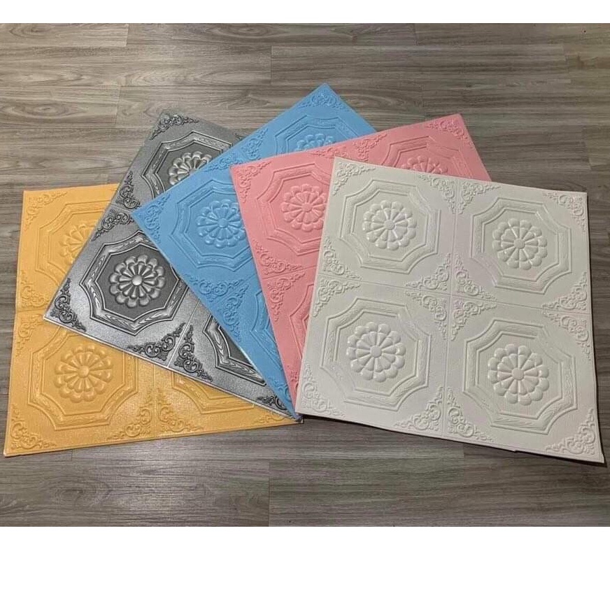 Xốp Dán Tường 3D Xốp Dán Trần Giả Da Hoa Thị Dán Tường Dán Trần Cực Đẹp - Loại 1 Có Sẵn Keo Màu Sắc Tự Chọn
