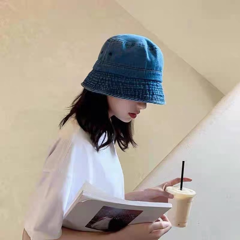 Mũ jeans denim bucket Unisex (hình thật) Mũ thời trang nam nữ