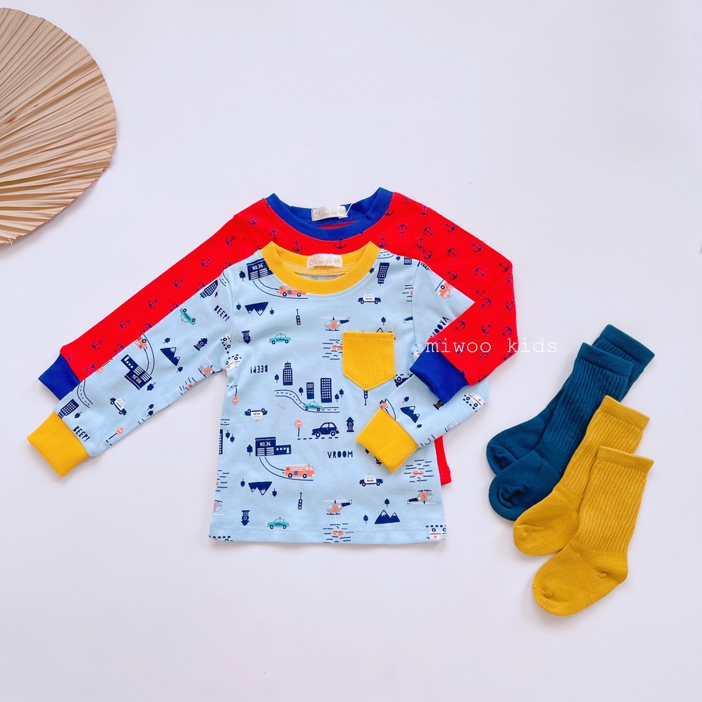 (8-22kg)Bộ thun cotton dài tay Miwoo kids mẫu mới cho bé 2022(ảnh thật)