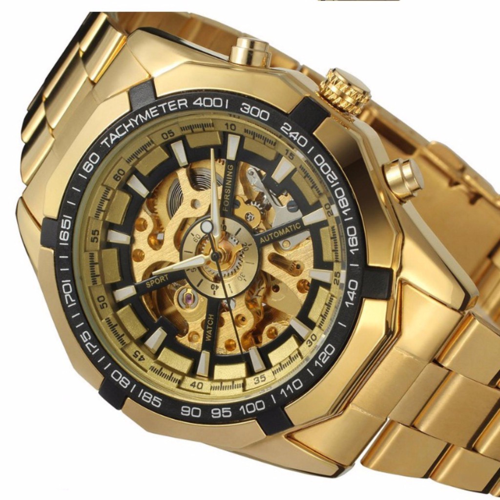 Đồng hồ nam Forsining TM340 automatic lộ máy (Full Gold)