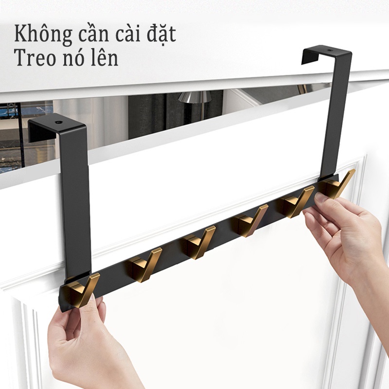 Móc treo đồ MEIDOO màu vàng đen gắn sau cửa cài đặt không có lỗ bắt đầu sử dụng nhanh