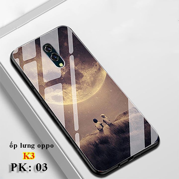 Ốp lưng K3, FREE SHIP  ốp lưng kính cường lực oppo k3 in hình 3D mặt kính 9H bền đẹp Aha Case