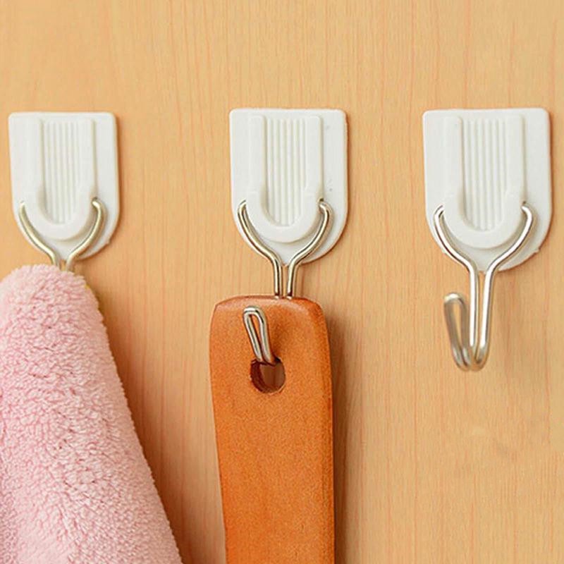 Set 6 Móc Treo Đồ Hình Chữ U Dán Tường Bằng Nhựa Đơn Giản Sáng Tạo Cho Phòng Tắm/Nhà Bếp Giá Đỡ