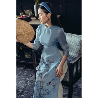 Áo dài cách tân họa tiết thiên lam