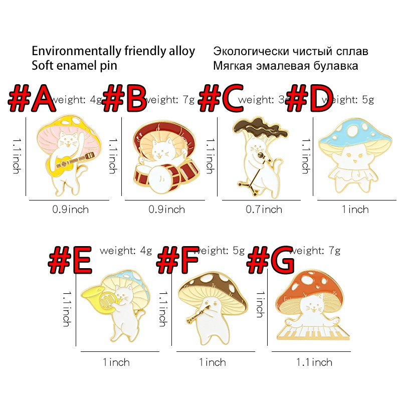 Ghim cài áo QIHE JEWELRY hoạt hình cây nấm nhạc sĩ 7 mẫu tùy chọn quà tặng bạn bè