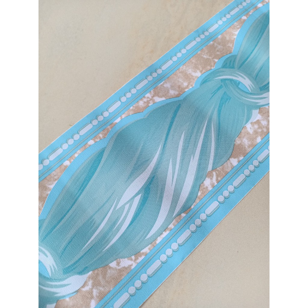 Cuộn 10m len dán viền tường keo sẵn xoắn lụa xanh keo sẵn (cao 10cm)