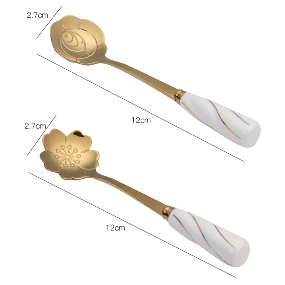 Muỗng thép không gỉ đầu gốm thiết kế hình hoa hồng đa năng tiện lợi