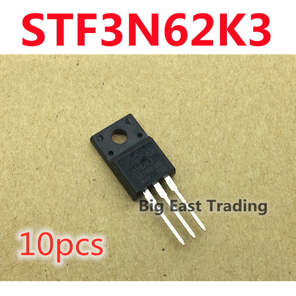 10 chiếc STF3N62K3 3N62K3 Mới Chính Hãng TO-220F 620V 2.7A, đảm bảo chất lượng