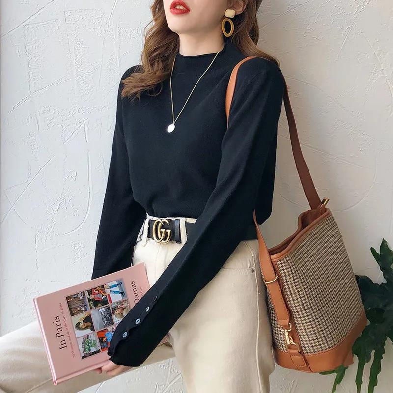 Áo Len Tay Dài Cổ Cao Thời Trang Dành Cho Nữ