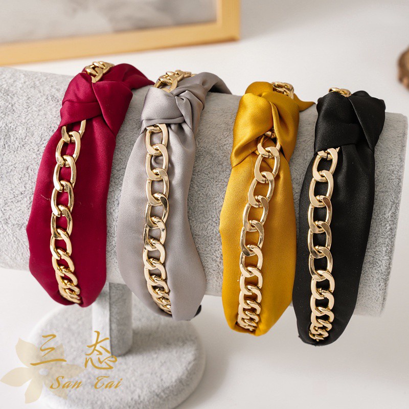 Băng Đô Vải Bản Rộng Thắt Nút Màu Sắc Thời Trang Xuân Hè