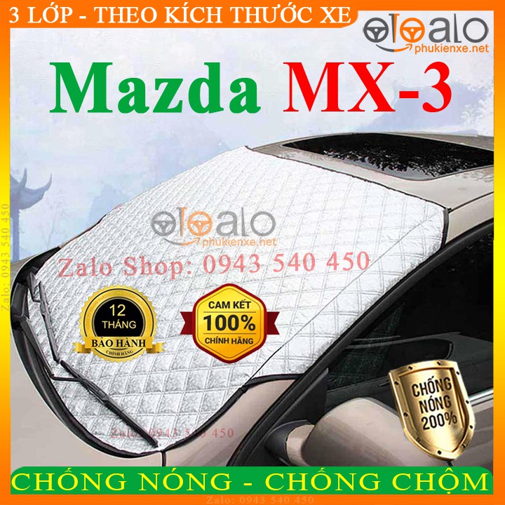 Tấm che nắng kính lái xe Mazda MX3 3 Lớp Cao Cấp - Màu Bạc - OTOALO