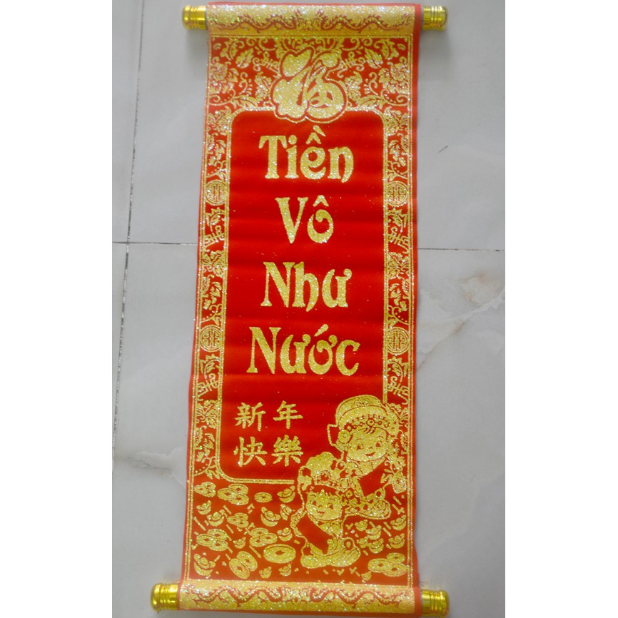 Liễn nhung đỏ trang trí nhà cửa-Liễn nhung trang trí ngày Tết-khổ 25x55cm