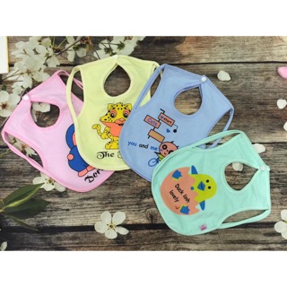 Yếm Áo Ăn Dặm Xỏ Tay Cúc Bấm 2 Lớp Cotton, Chống Thấm