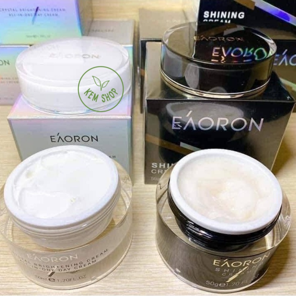 Kem dưỡng Eaoron đêm ngọc trai Shining Cream, Kem ngày tinh thể sáng da Crystal White Brightening, Serum SWF Whitening