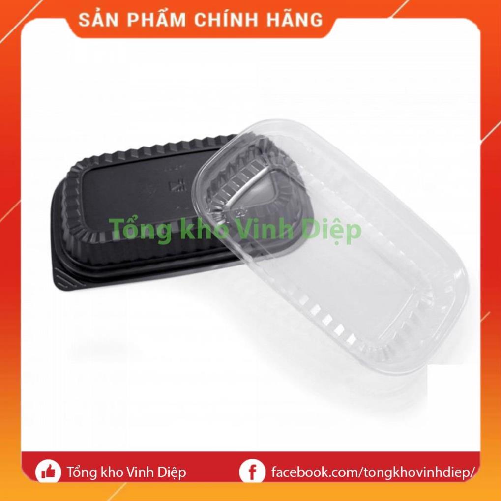 Combo 50 hộp nhựa đế đen đựng bánh, hoa quả dùng 1 lần - HT203
