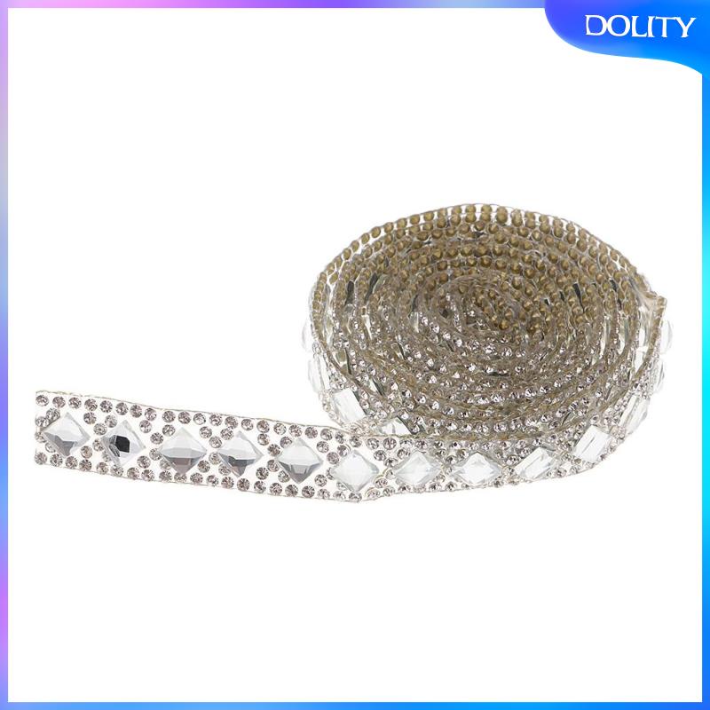 Cuộn Dây Ruy Băng Đính Đá Pha Lê Màu Bạc Dài 1 Yard 6 Hàng 12mm Dùng May Vá DIY