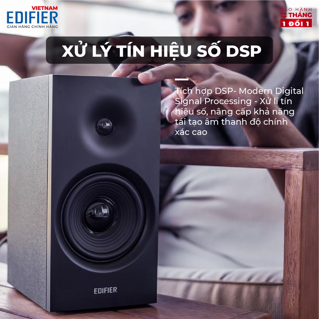 Bộ loa Bluetooth Bookshelf EDIFIER R1080BT Bass 4inch Treble 19mm silk dome - Hàng phân phối chính hãng