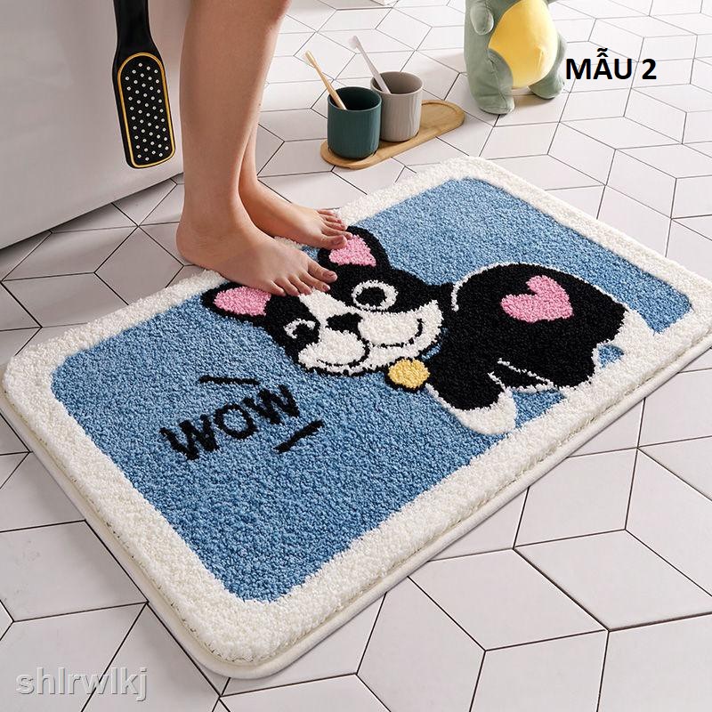 Thảm lau chùi chân siêu thấm hút nước nhà tắm cửa ra vào chống trơn trượt cotton mềm cute dễ thương 40x60cm