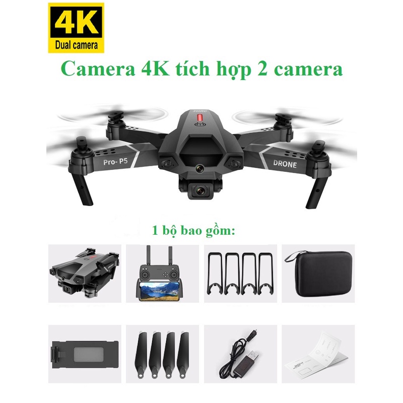 Flycam P5 Pro có 2 camera 4K - Máy bay điều khiển từ xa 4 cánh