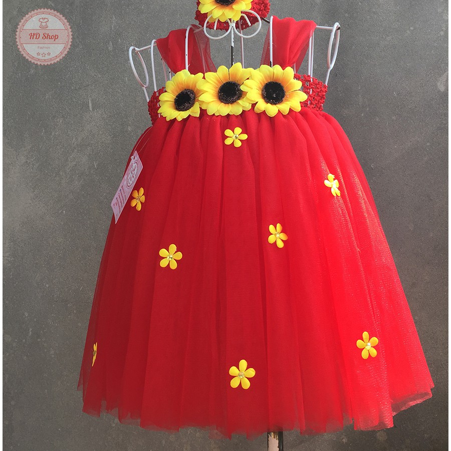 Váy tutu cho bé ❤️FREESHIP❤️ Váy tutu đỏ cho bé gái - đỏ hướng dương