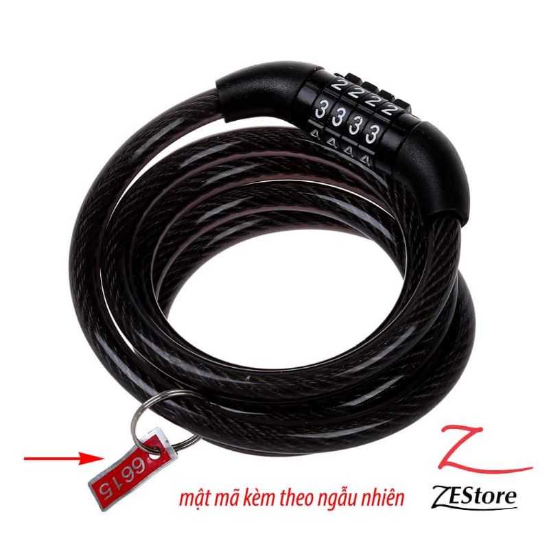 Khoá dây xe máy xe đạp 4 số