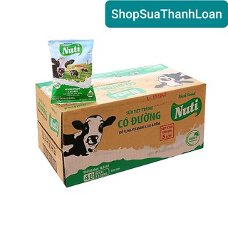 [HSD T1-2022] [GIAO HỎA TỐC] Thùng 48 Bịch Sữa Tiệt Trùng Có Đường Nuti 220ml