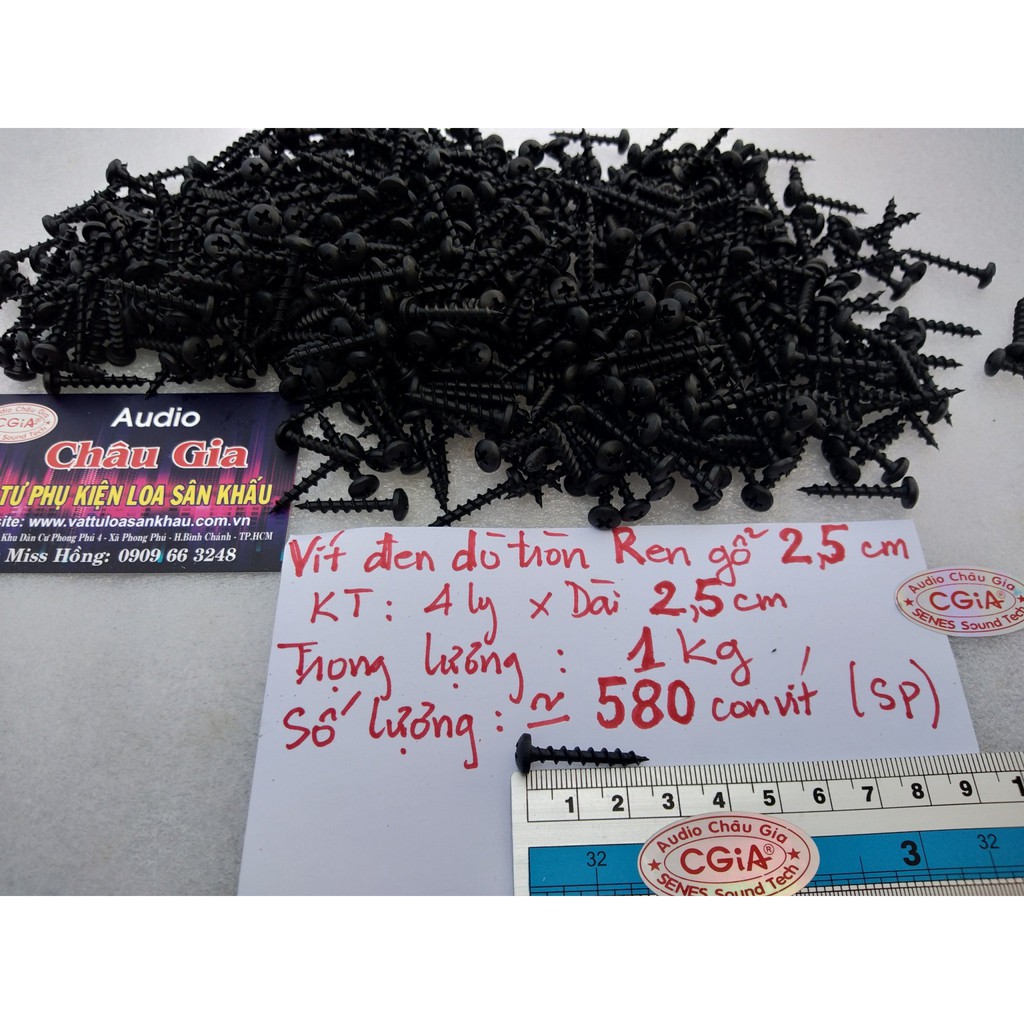 Vít dù đen 2.5cm 1kg Audio Châu Gia