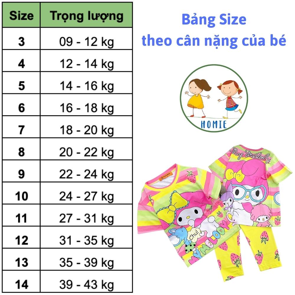 Đồ Bộ Bé Gái Thun Lạnh 3D Set Quần Dài Áo Tay Ngắn Trẻ Em In Hoạt Hình Hot Trend Size Nhí Đại 9-43 Kg Homie Kids