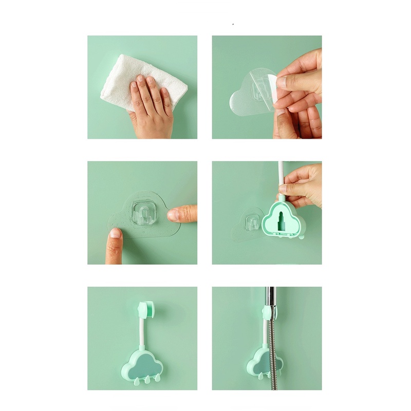 Giá Đỡ Đầu Vòi Hoa Sen Cố Định Không Cần Đục Lỗ Có Thể Điều Chỉnh Kèm Móc Treo Cho Nhà Tắm
