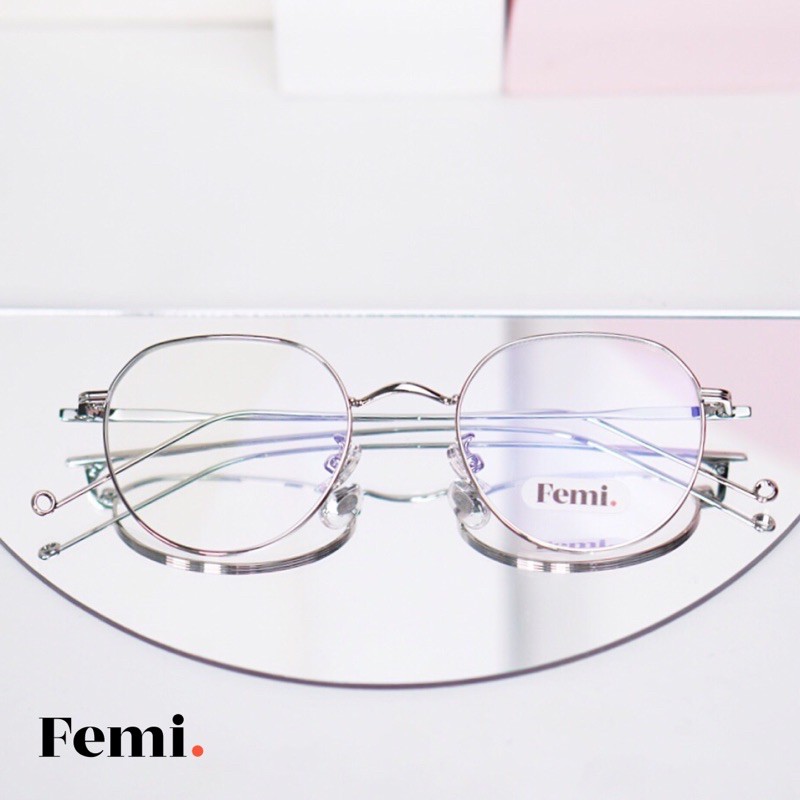 Gọng kính tròn Femi Mila chính hãng mắt kính chống ánh sáng xanh