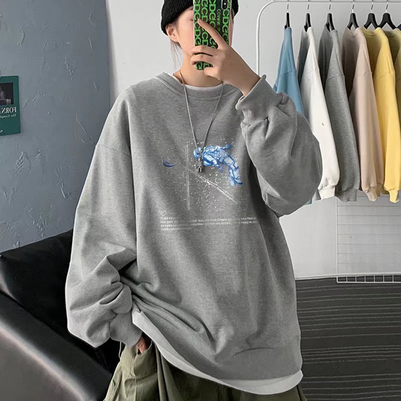 Áo Thun Nam Nữ Unisex Dài Tay, Áo Sweater Cổ Tròn Form Rộng 45kg-110kg Thời Trang Thu Đông Nhiều Màu - Người đàn ông ngủ trong nhà du hành vũ trụ NASA
