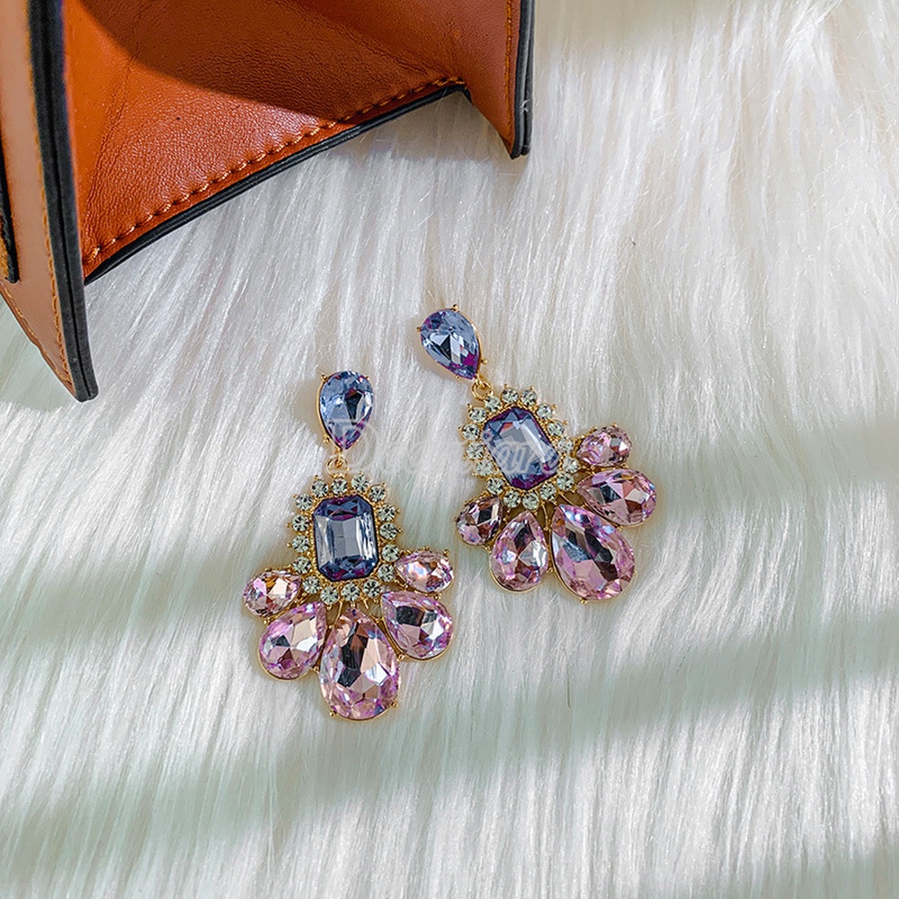 Đôi Khuyên Tai Dài Đính Đá Thạch Anh Tím Thời Trang Cho Nữ