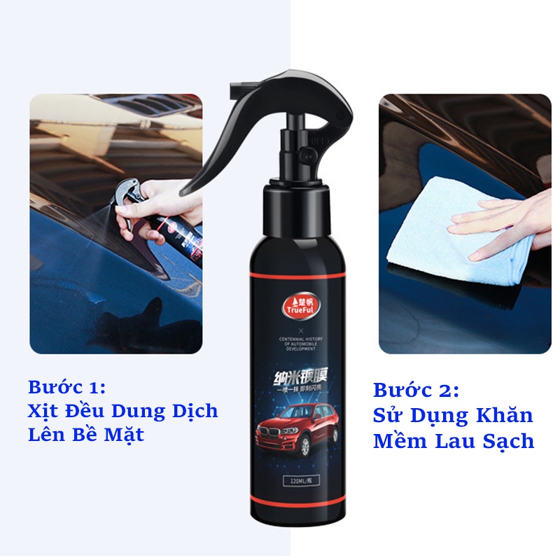 Bình Xịt Nano, Ceramic Wax - Nano Phủ Bóng Ô tô , Phủ Bóng Xe - Chống Bám Nước - Chống Bụi Bẩn - Thương Hiệu TrueFul