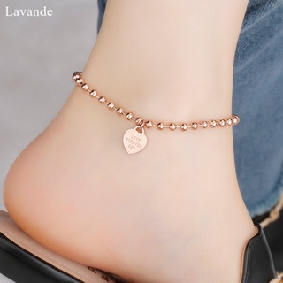 [LAVANDE] Hạt Vàng 18K Vòng Chân Tình Yêu Nữ Niche Cao Cấp Vàng Hồng Đơn Giản Gợi Cảm Dây Xích Chân Thép Titan AW1F