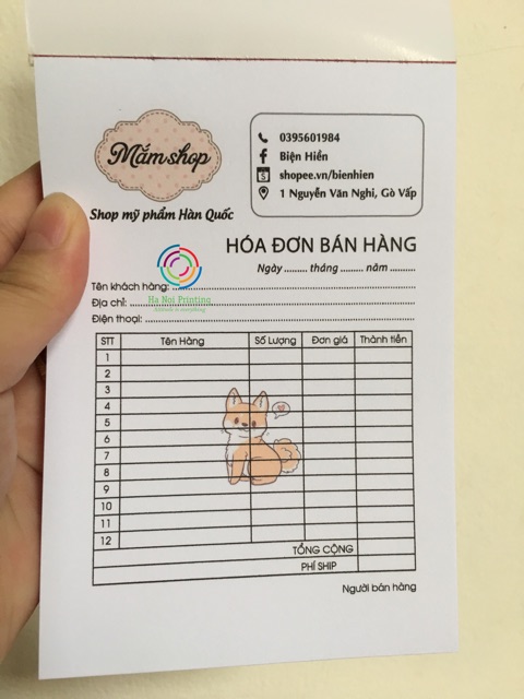 Combo 10 quyển hoá đơn bán hàng shop mỹ phẩm HQ