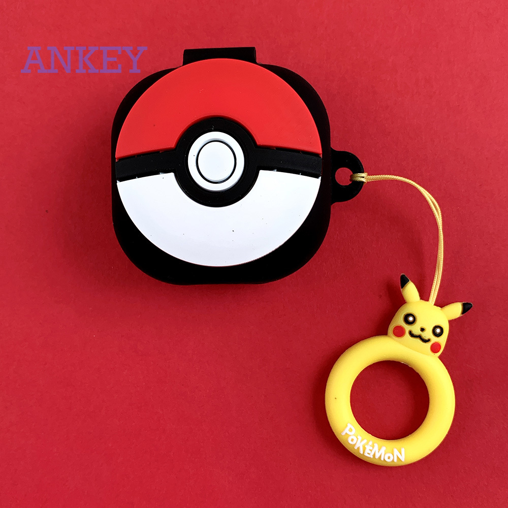 Samsung Galaxy Buds Live / Buds Pro / Buds 2 / Buds+ Plus Case Cute Silicone Cover for Pokémon Pikachu Sleeve Bluetooth Earphone Shockproof Headphone Protective Case Box with Pendant