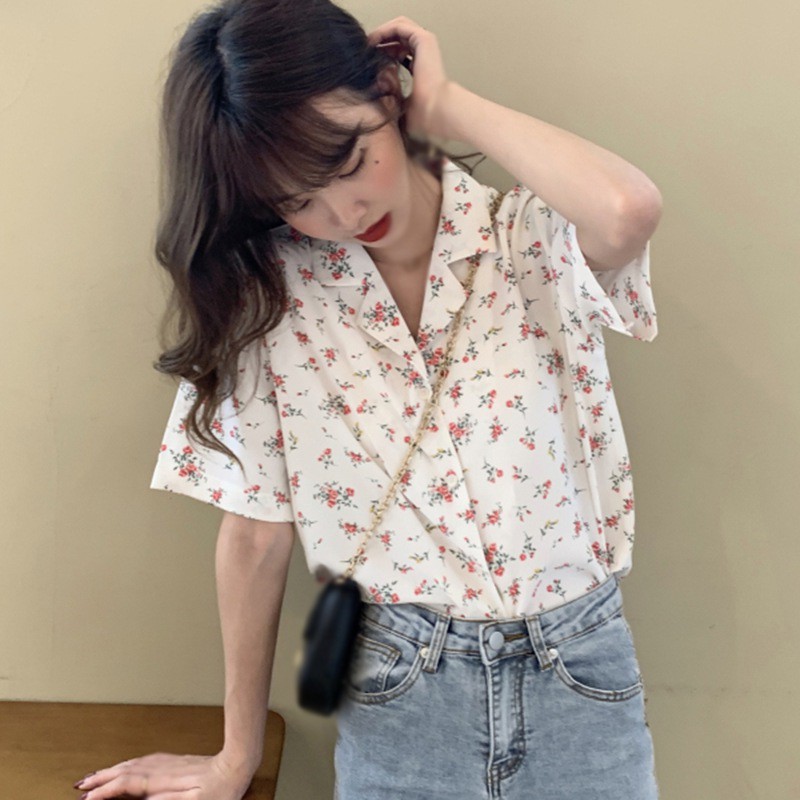 Áo Kiểu Tay Ngắn Thiết Kế Theo Phong Cách Retro Thanh Lịch Cho Nữ