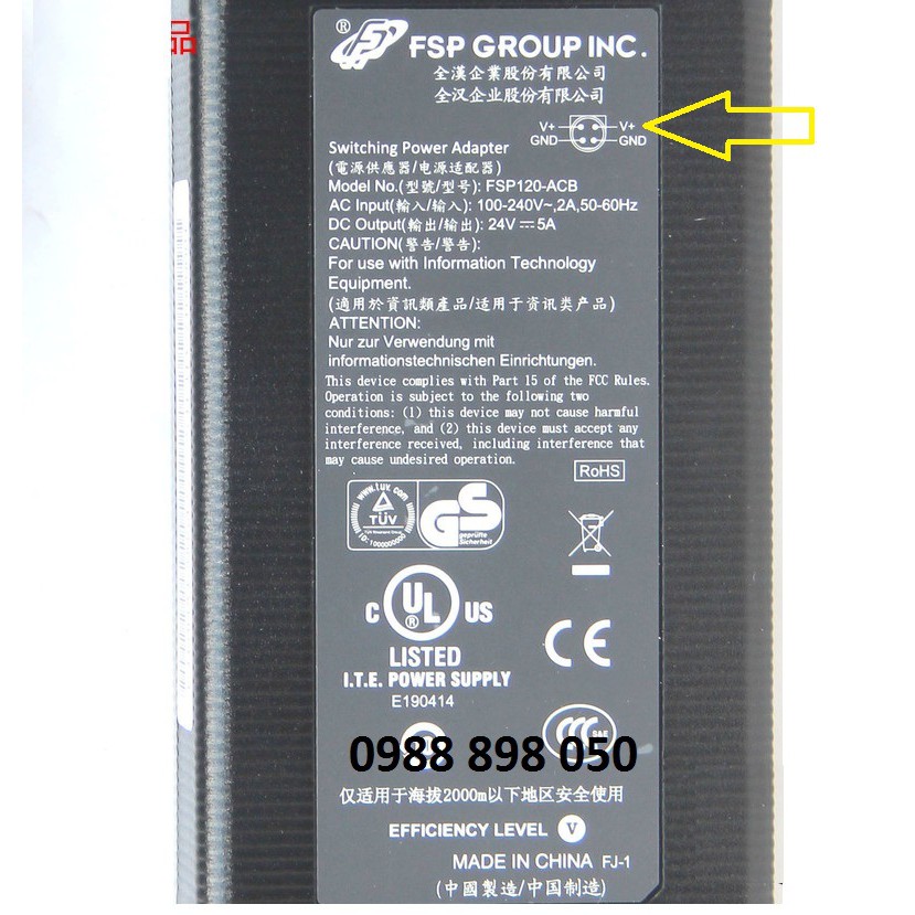 ADAPTOR FSP 24V 5A jack 4 kim bản gốc