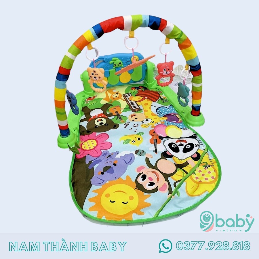 Thảm Nhạc Piano 9BABY Có Đồ Chơi Cho Bé Yêu- Chân xanh lá