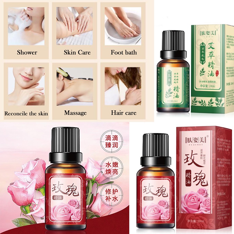 Tinh dầu massage thư giãn chiết xuất từ cây ngải cứu/hoa hồng 10ml