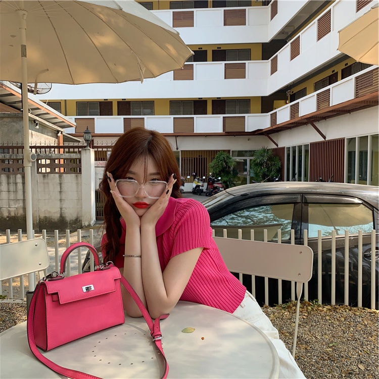 Áo Thun POLO Dệt Kim Tay Ngắn Màu Sắc Đơn Giản Trẻ Trung