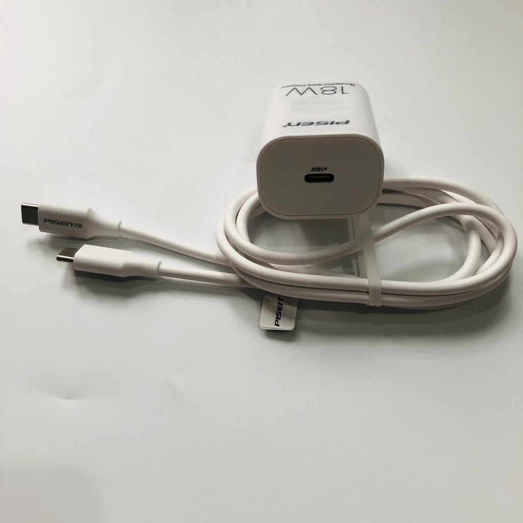 Combo Sạc Pisen I Quick Type-C Wall Charger PD 18W - Chân Type C 5A dài 1,2m - HÀNG CHÍNH HÃNG