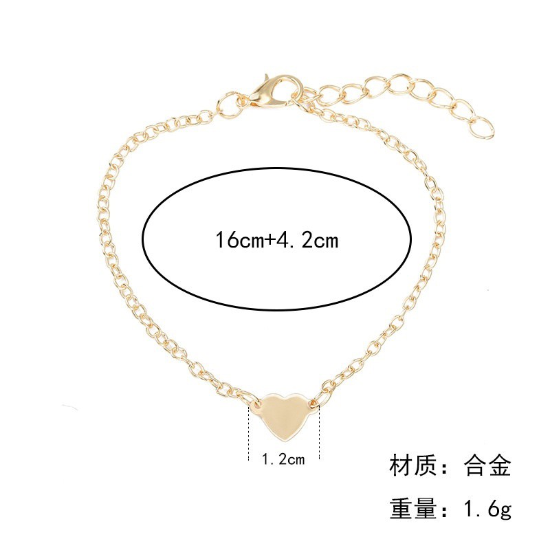 Lắc chân hợp kim mặt hình trái tim xinh xắn