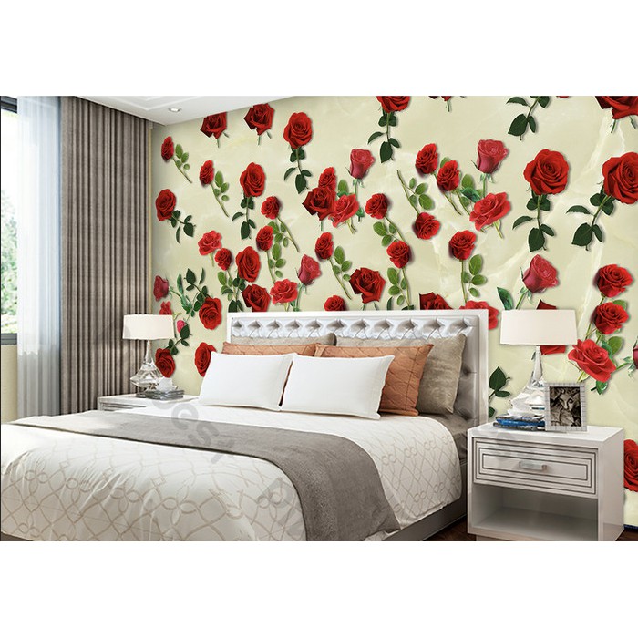 Tranh dán tường Triệu đóa hoa hồng lãng mạn, tranh dán tường 3d hiện đại (tích hợp sẵn keo) MS721650