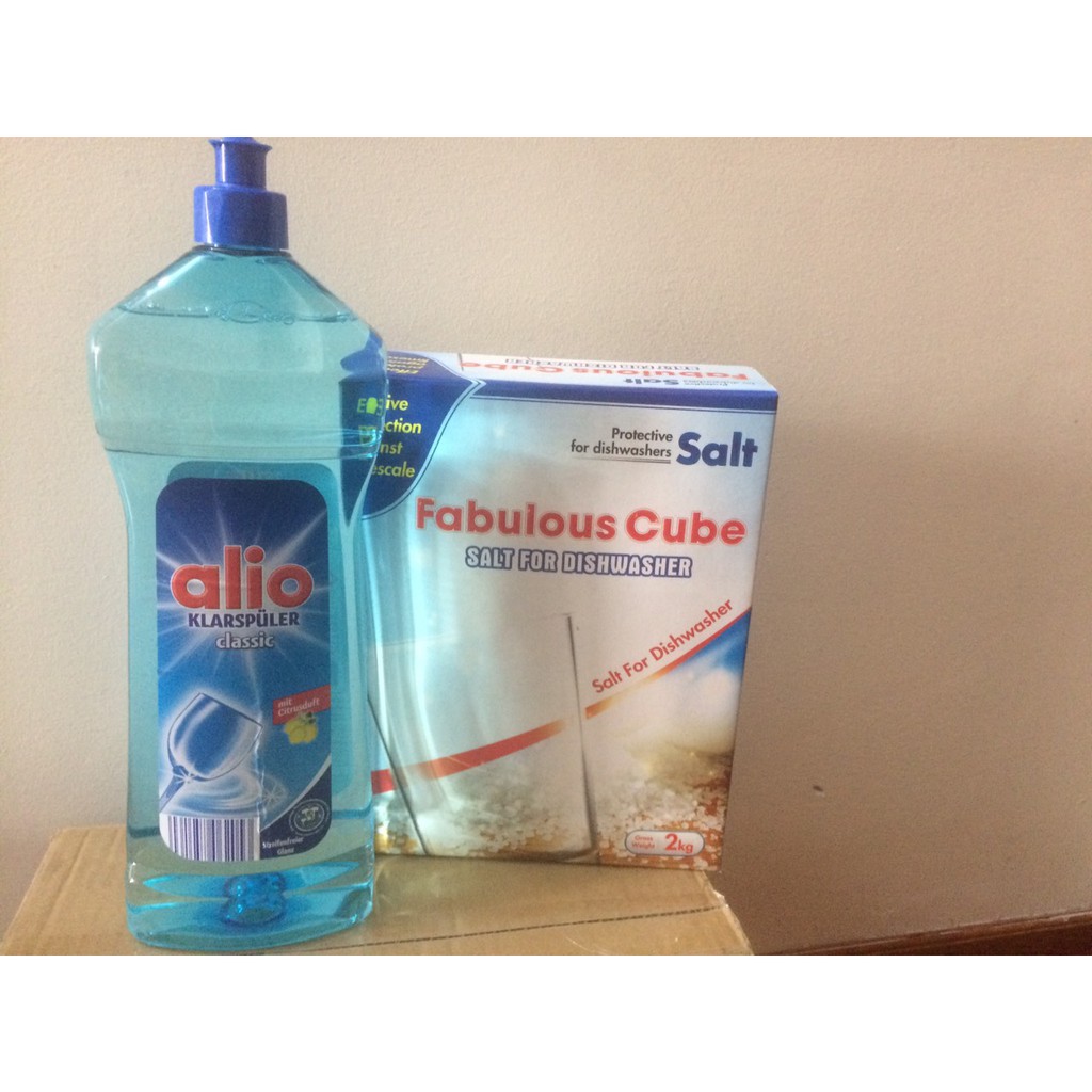 Combo muối rửa bát Finish 1,2kg+Nước làm bóng bát chén finish 400ml dùng cho Máy Rửa Bát