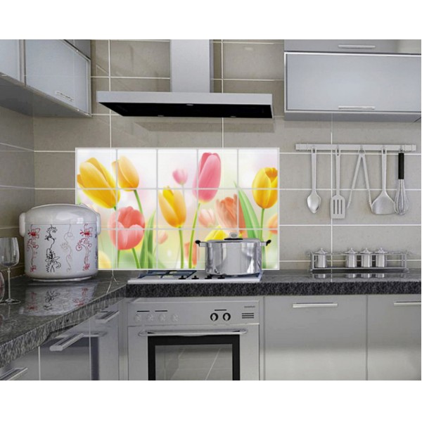 Decal dán bếp tráng nhôm cách nhiệt size lớn - Hoa TULIP