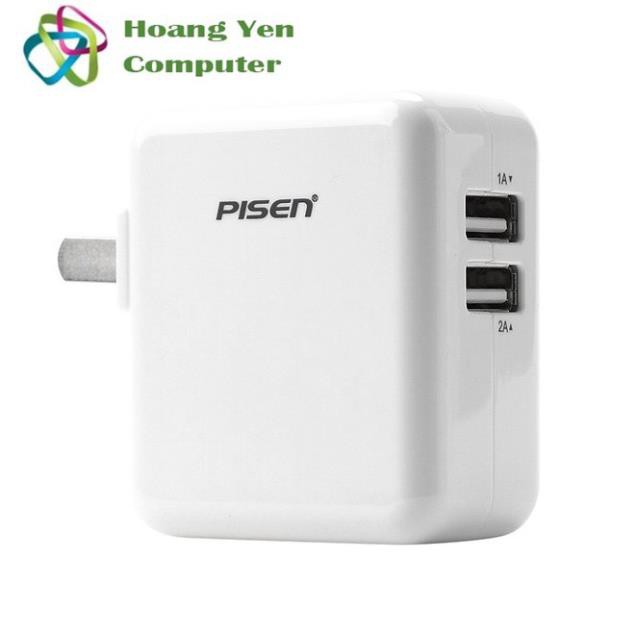 [Mã ELORDER5 giảm 10K đơn 20K] Cốc Sạc Nhanh Pisen Cho IPad 2.4A 2 Cổng USB - BH 1 năm chính hãng